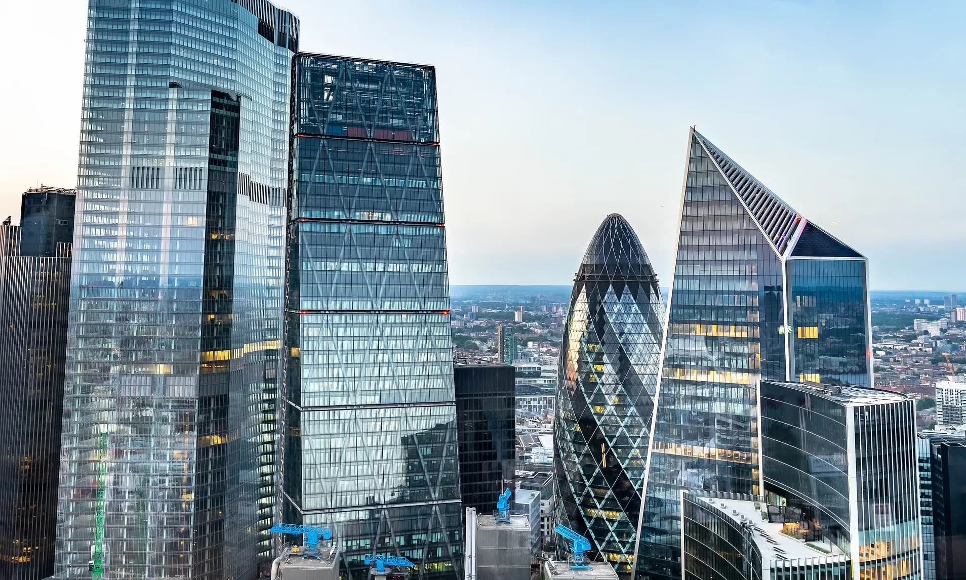 The towers of the City of London at first light